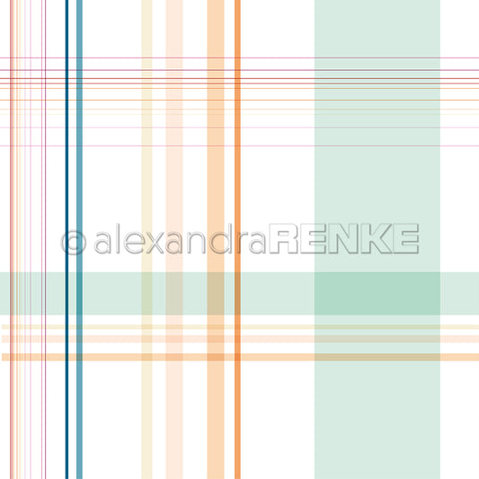 Design paper 'Squared stripes mintgreen to colourful'