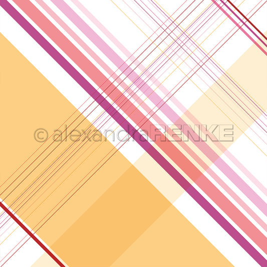 Design paper 'Squared stripes diagonal yellow rose purple'