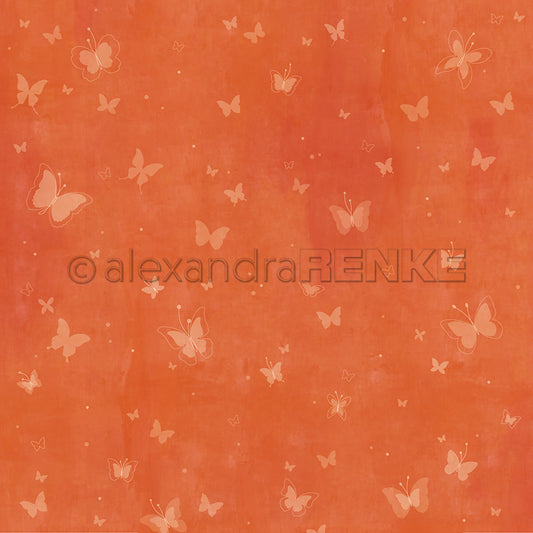Designpapier 'Artist Schmetterlinge leuchtend Orange'