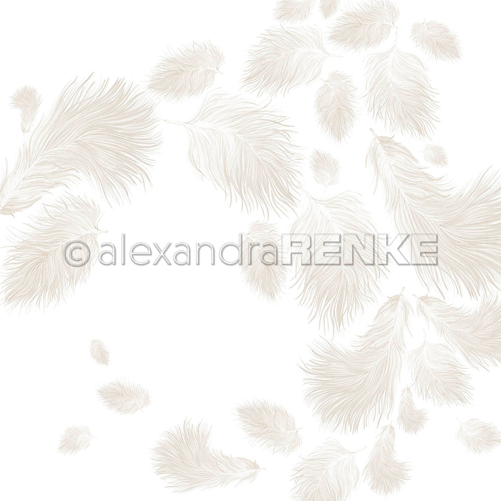 Design paper 'Fluffy feathers light gray'