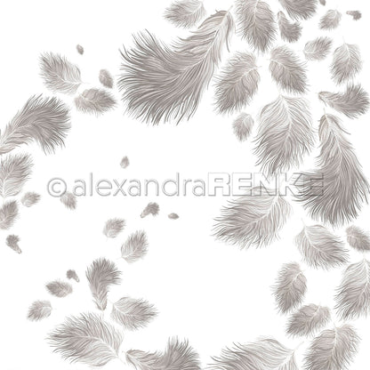 Design paper 'Fluffy feathers dark gray'