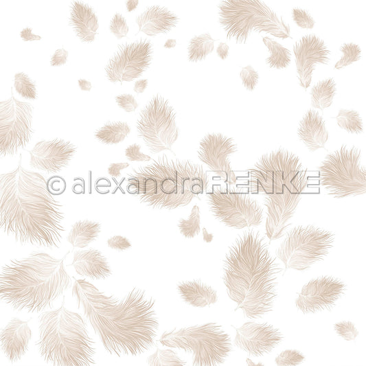 Design paper 'Fluffy feathers light brown'