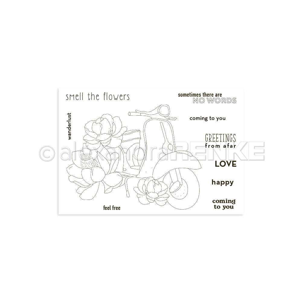 Clear Stamp 'Moped with flowers'