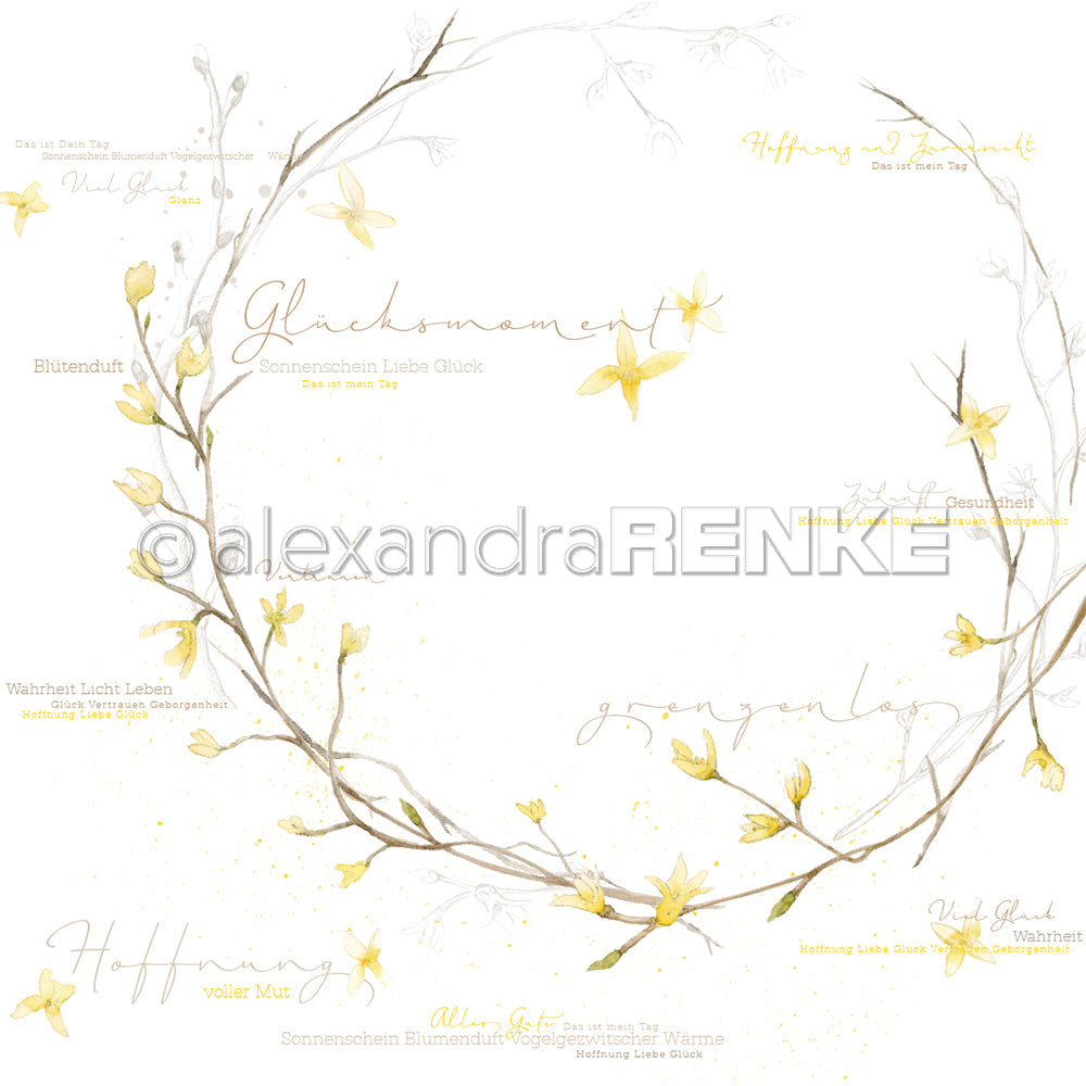 Design paper 'forsythia wreath gold'