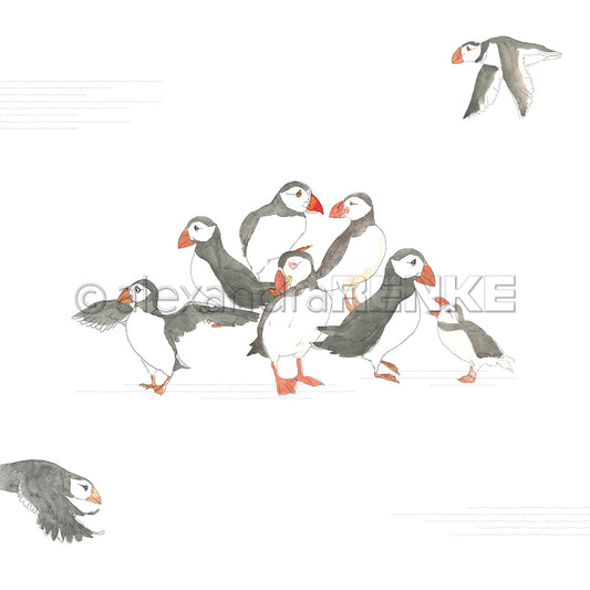 Design paper 'Group of puffins'