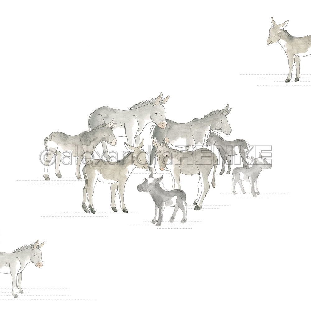 Design paper 'Group of donkeys'