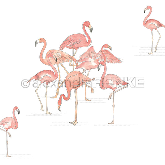 Designpapier 'Flamingogruppe'