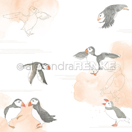 Design paper 'Puffins on watercolour'