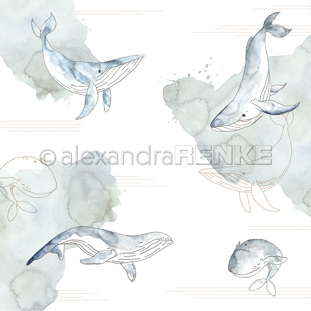 Design paper 'Whale on watercolour'