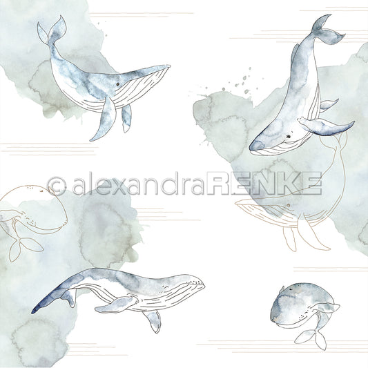 Design paper 'Whale on watercolour'