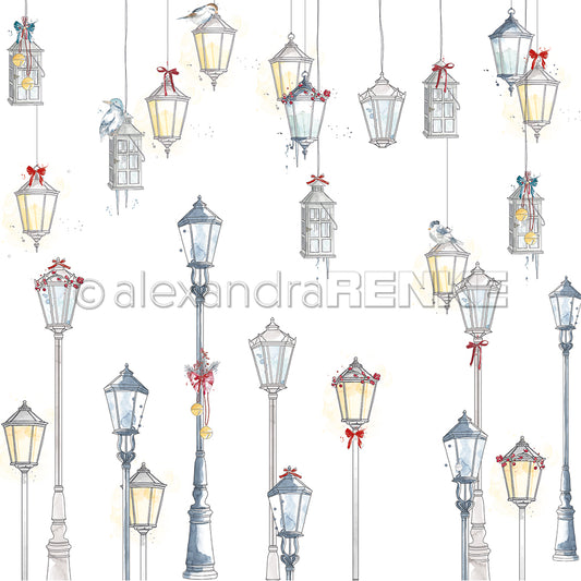 Design paper 'Floral christmas festive lanterns'