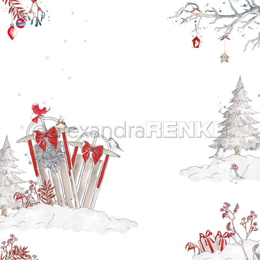 Design paper 'Floral christmas sleigh ride'