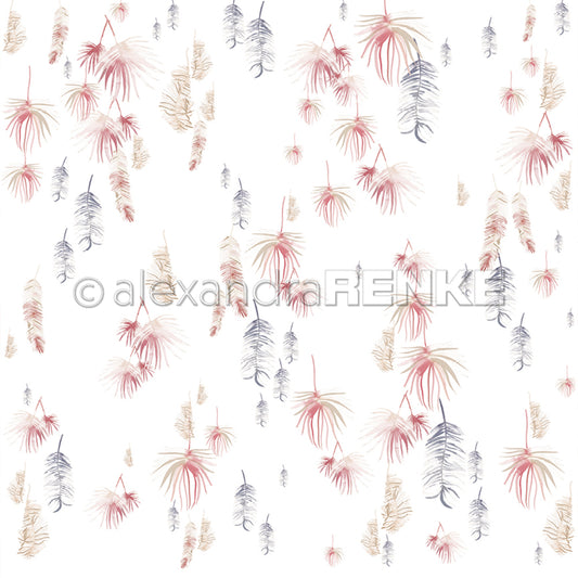 Design paper 'Palm frond pink and blue'