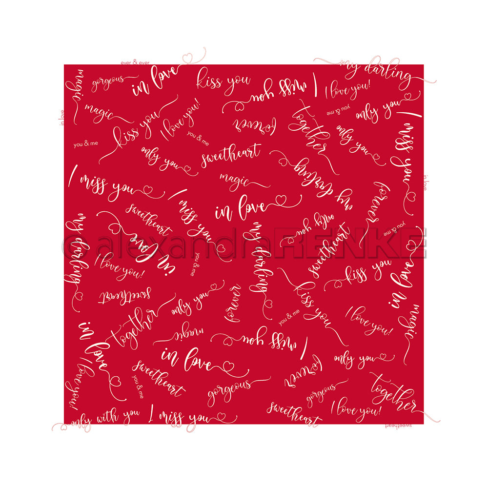 Design paper 'Text in love on premium red'