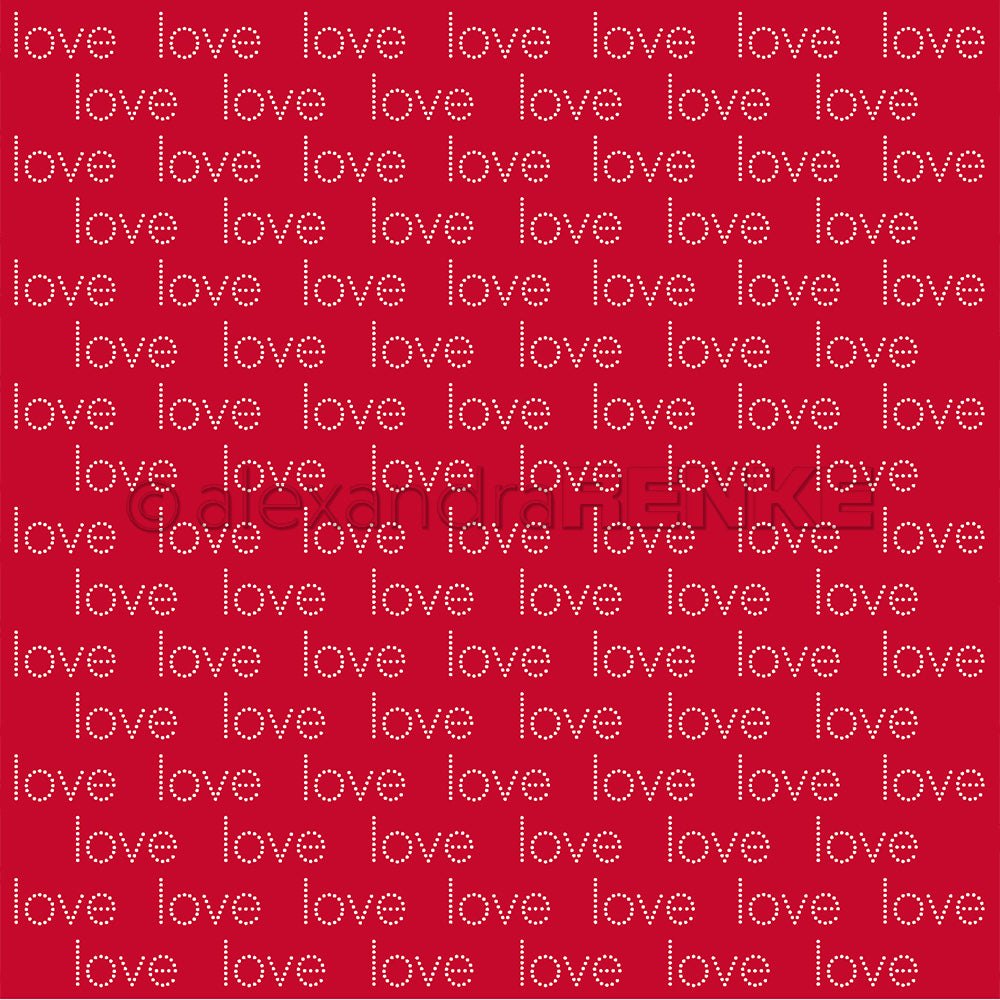 Designpapier 'Love Typo auf Premiumrot'