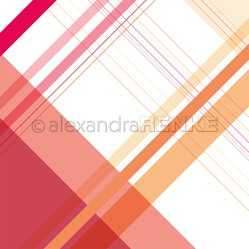 Design paper 'Squared stripes diagonal reddish-orange'