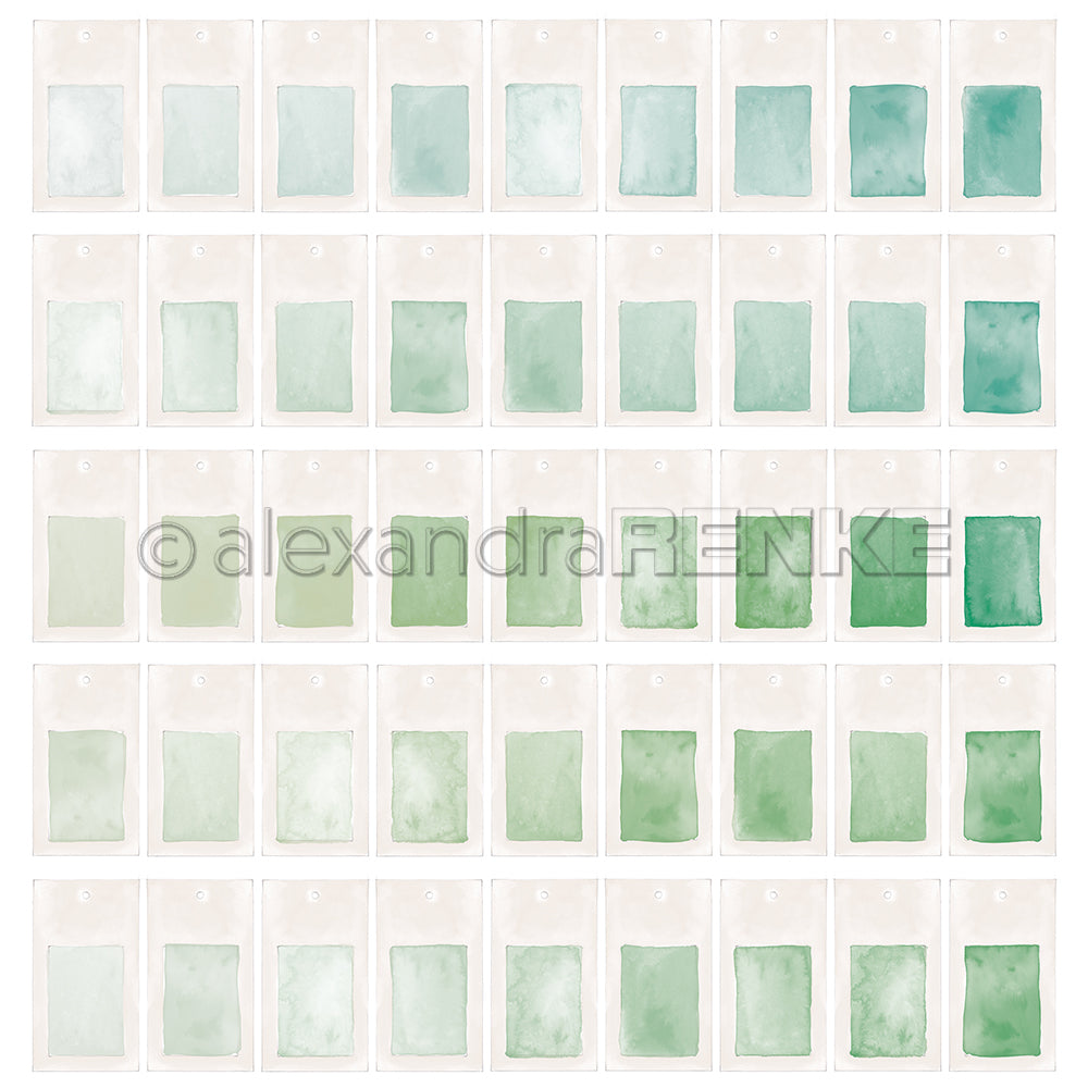 Design paper 'Color cards green tones'