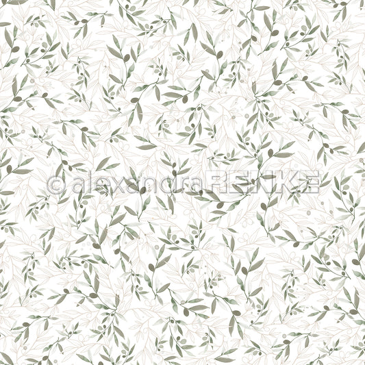 Design paper 'Watercolor flowers olive grove scattered small'
