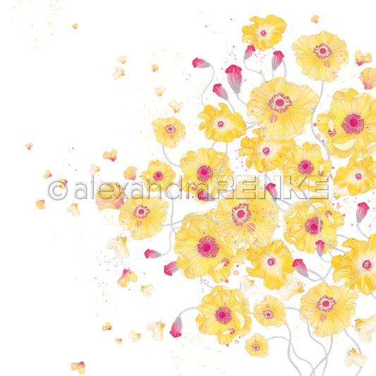 Designpapier 'Zarte Blumen in Sonnengelb'