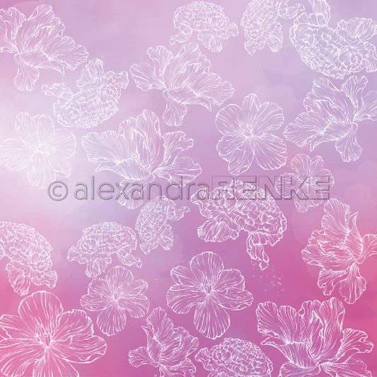 Design paper 'Tender blossoms on purple'