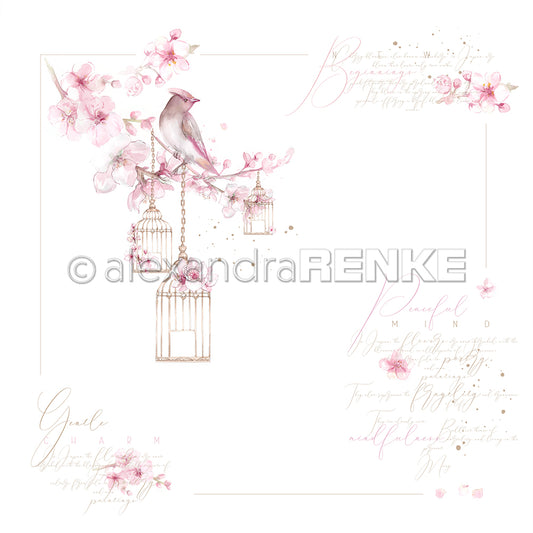 Design paper 'Cherry blossoms bird'