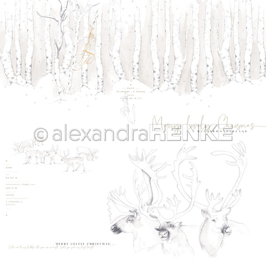 Design paper 'Reindeer Family in Birch Forest'