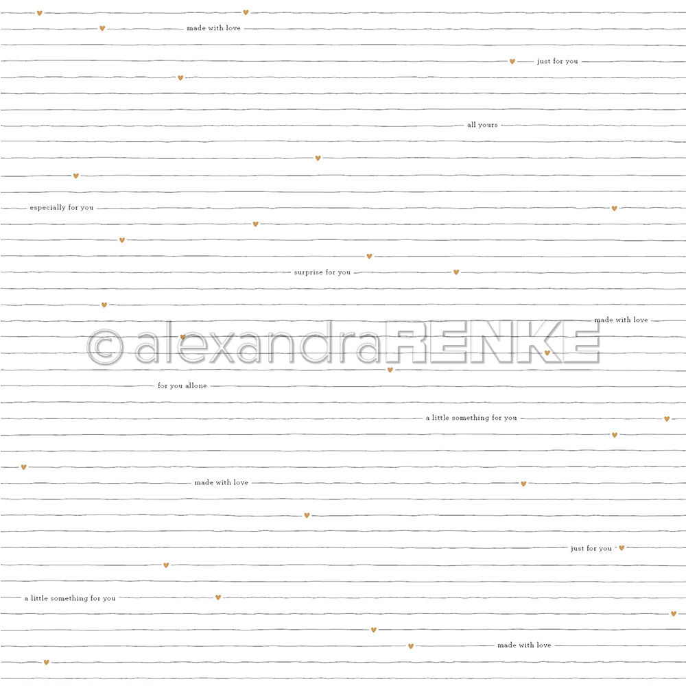 Design paper 'Made with Love Line Pattern Gold'
