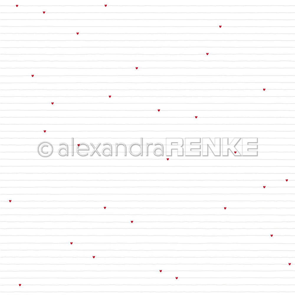 Design paper 'Hearts Line Pattern Red'