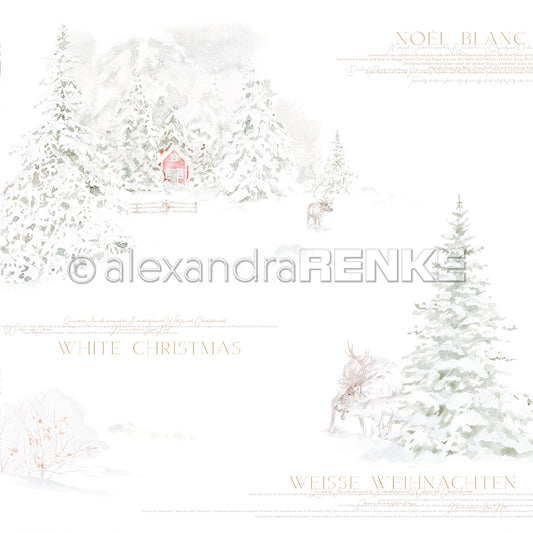Design paper 'Red Hut in Christmas Forest'