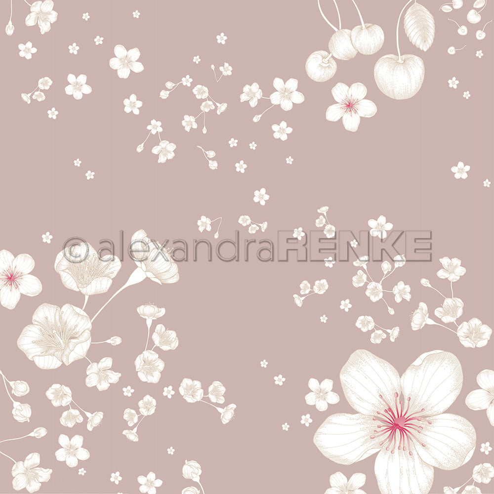 Design paper 'Large cherry blossoms on retro pink'