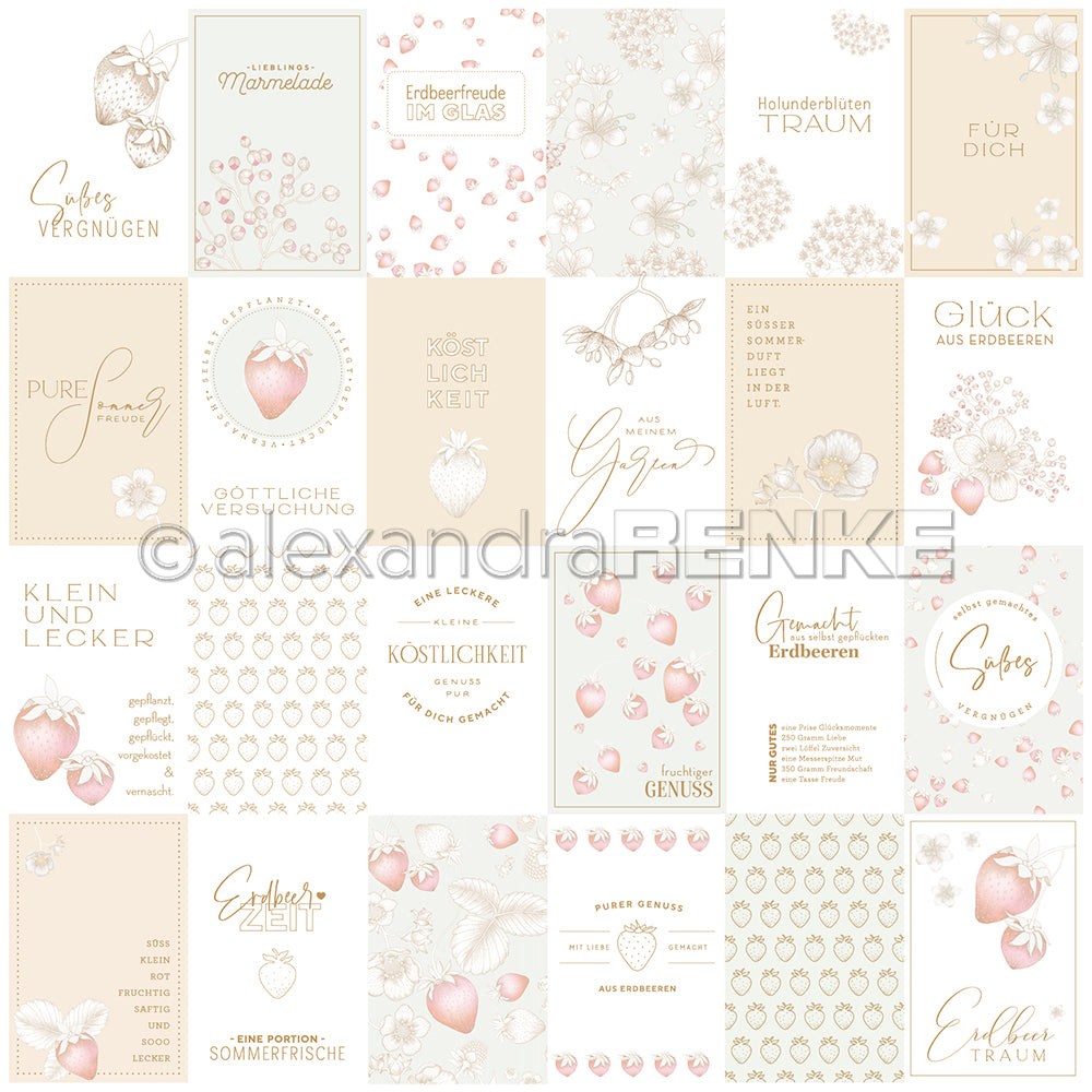Design paper 'Card sheet strawberry-elderflower'