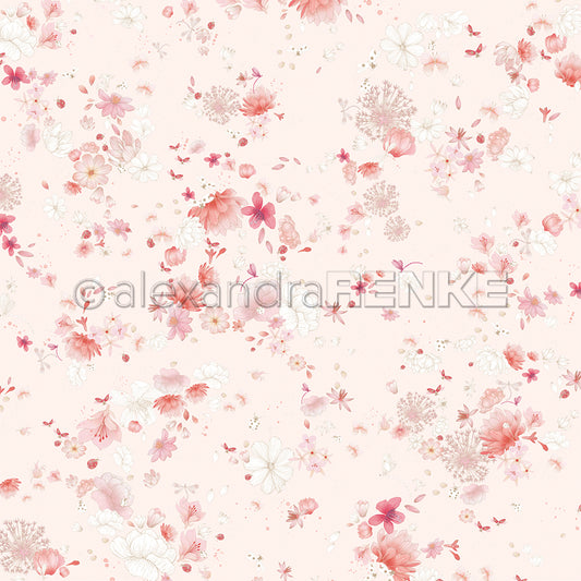 Design paper 'Pink floral flurry on pink'