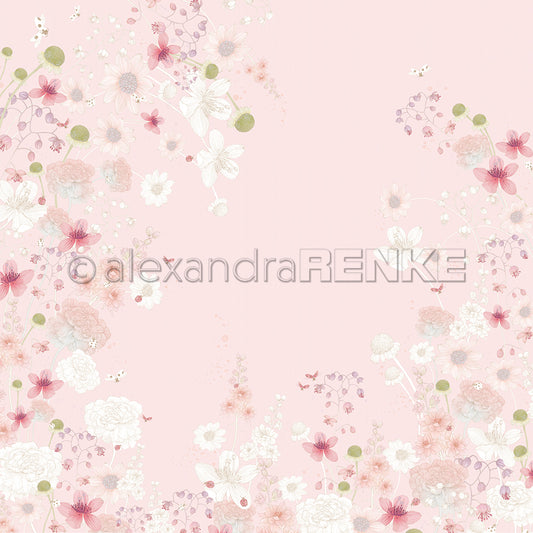 Design paper 'Flower variation on pink'