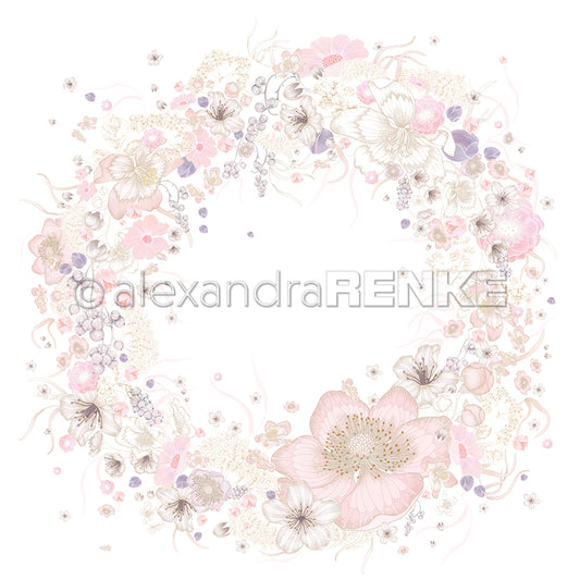 Design paper 'Wreath with large blossom'
