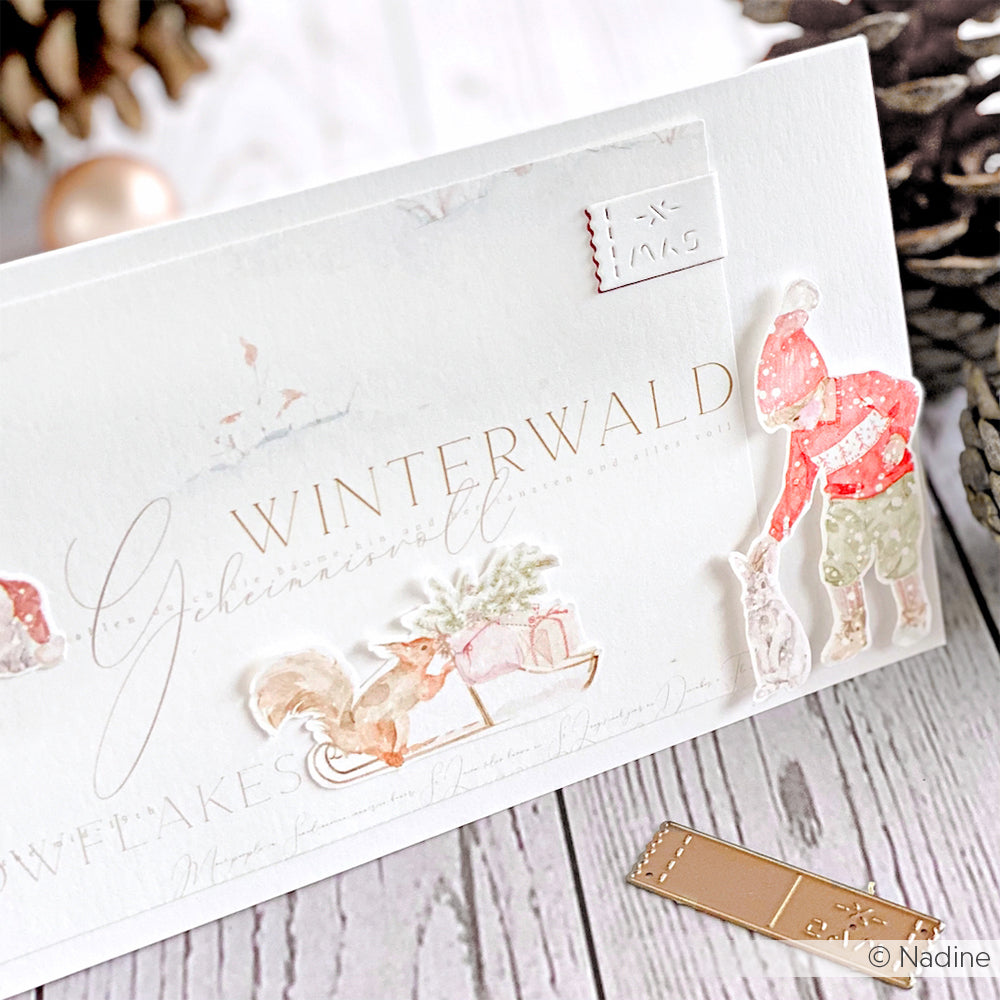 Designpapier 'Winterkinder im Weihnachtswald'