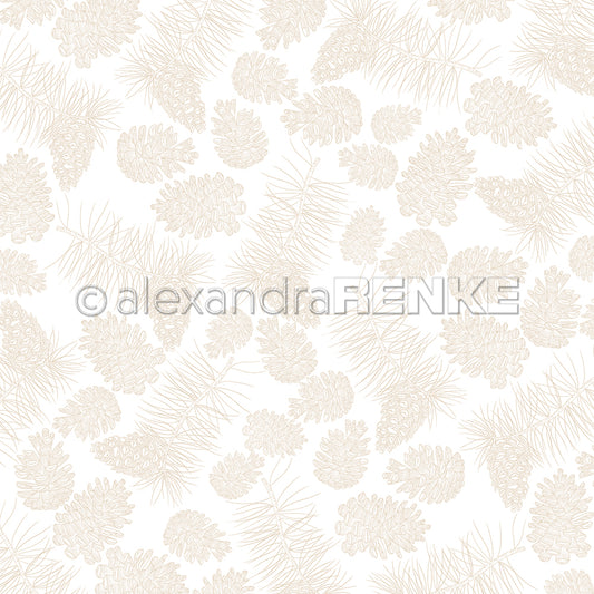 Design paper 'Pine cone variety cream beige'