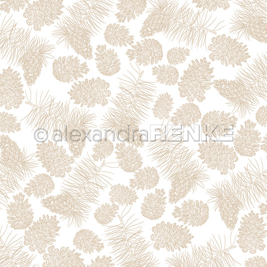 Design paper 'Pine cone variety dark beige'