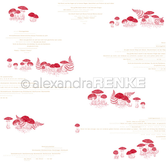 Design paper 'Mushrooms in the forest typography premium red'