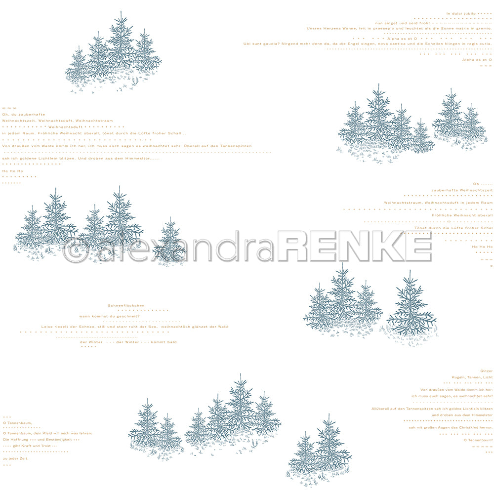 Design paper 'Fir forest typography dusk blue'