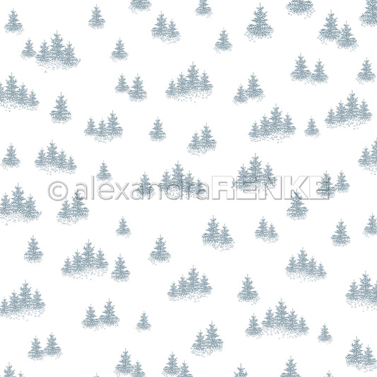 Design paper 'Fir forest variety dusk blue'