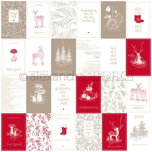 Design Paper 'Card sheet forest animal friends cream brown / premium red'