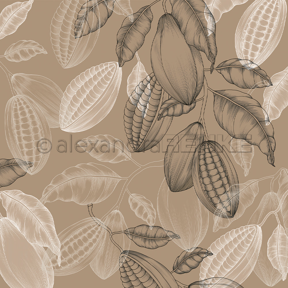 Design paper 'Cocoa floral and spicy cream brown'