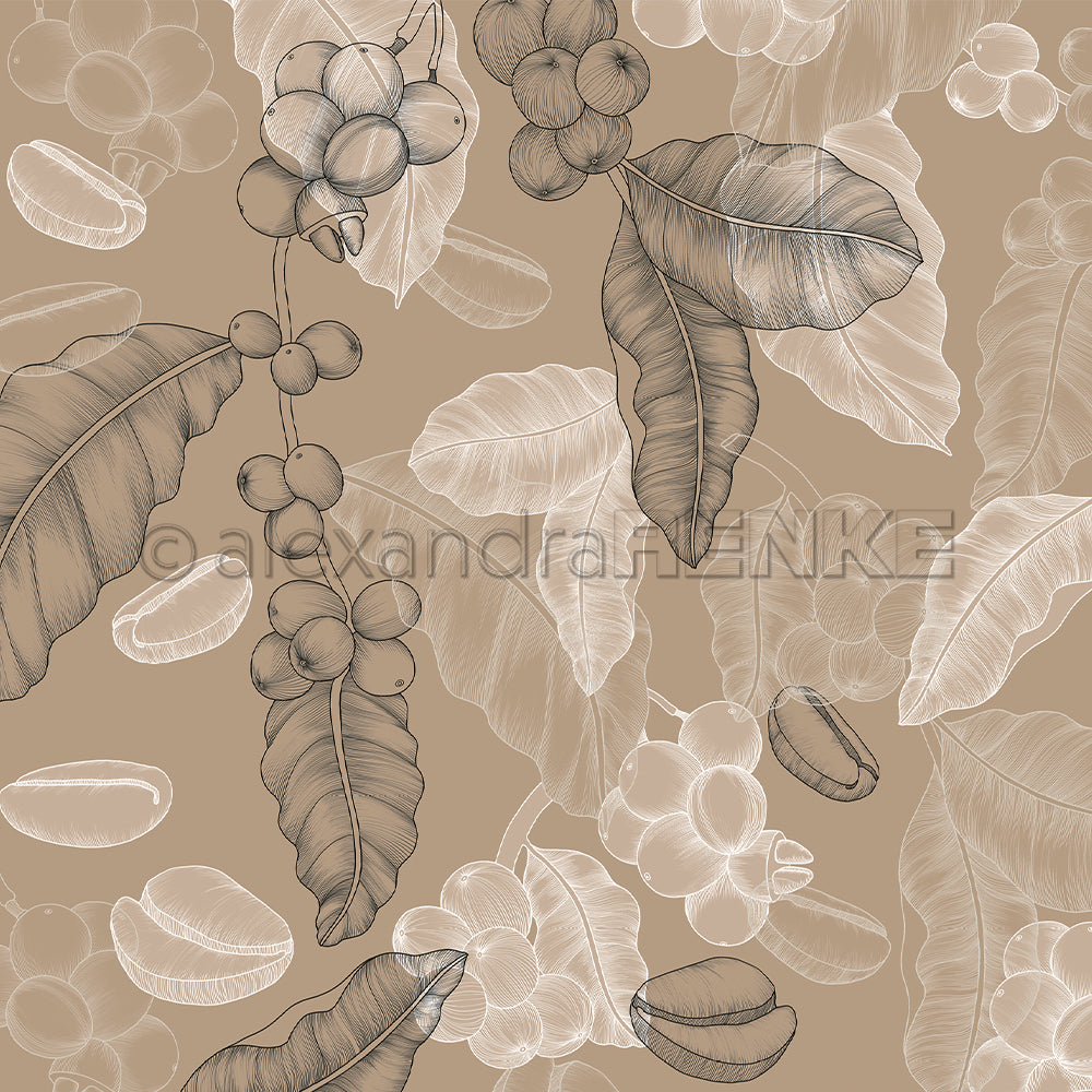 Design paper 'Coffee floral and spicy cream brown'