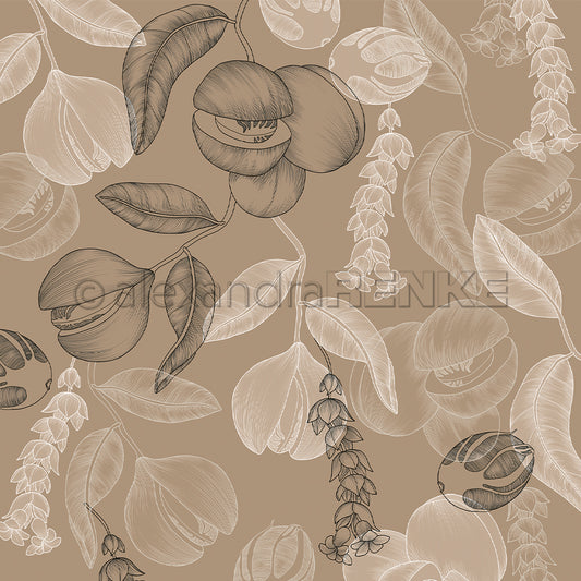 Design paper 'Nutmeg floral and spicy cream brown'