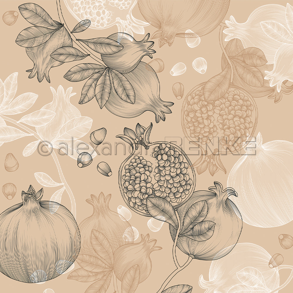Design paper 'Granatapfle floral and spicy cream beige'