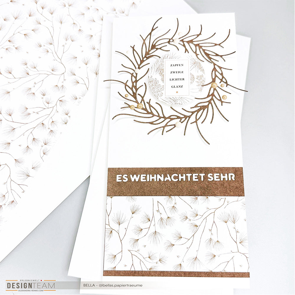 Designpapier 'Feine Kiefernzweig-Vielfalt Cremebraun'