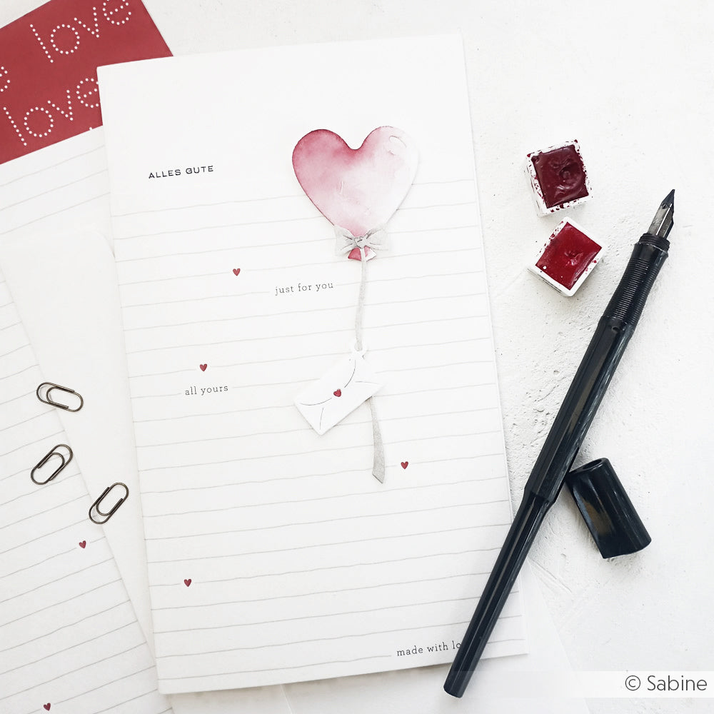 Design paper 'Made with Love Line Pattern Red'