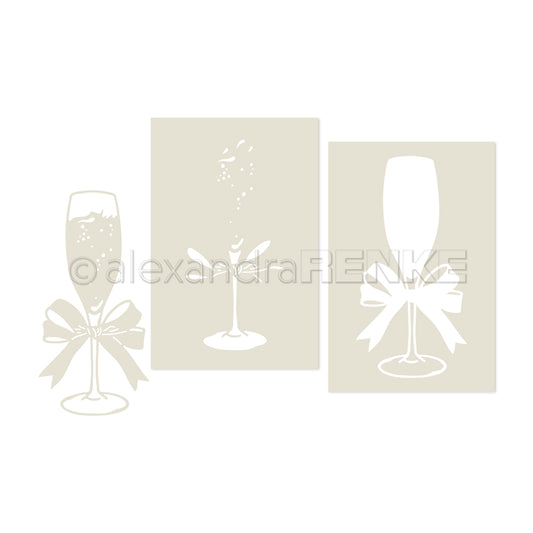 Stencil 'Sparkling wine glass with bow'