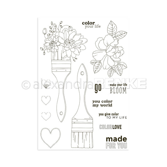 Clear Stamp 'Breite Pinsel mit Blumen'