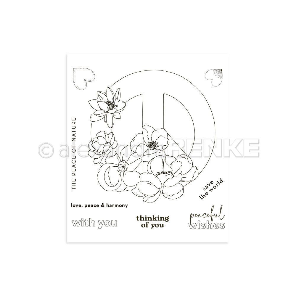 Clear Stamp 'Peace-Zeichen mit Blumen'